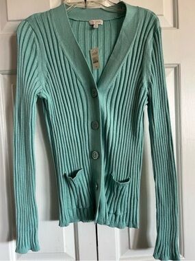 Talbots Aqua Ribbed Button-Up Cardigan SZ M
Excellent Condition